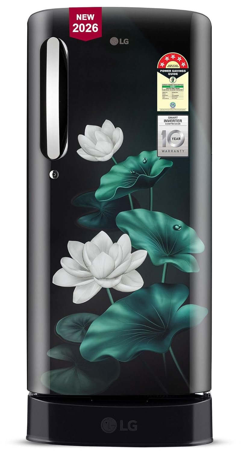 LG 185 L, 5 Star, Smart Inverter, Direct Cool Single Door Refrigerator (GLD1956ZAEL, Emerald Lotus, Base stand with Drawer, Runs on a Home Inverter, Fast Ice Making, Fit Max Chiller Tray, 2026 Model)