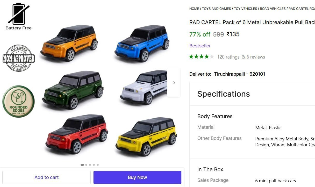 RAD CARTEL Pack of 6 Metal Unbreakable Pull Back Car Toys for Boys Girls Kids Price in India - Buy RAD CARTEL Pack of 6 Metal Unbreakable Pull Back Car Toys for Boys Girls Kids online at Shopsy.in