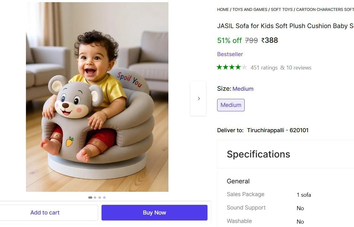 JASIL Sofa for Kids Soft Plush Cushion Baby Sofa Seat Or Rocking Chair for Kids_Grey C Price in India - Buy JASIL Sofa for Kids Soft Plush Cushion Baby Sofa Seat Or Rocking Chair for Kids_Grey C onlin