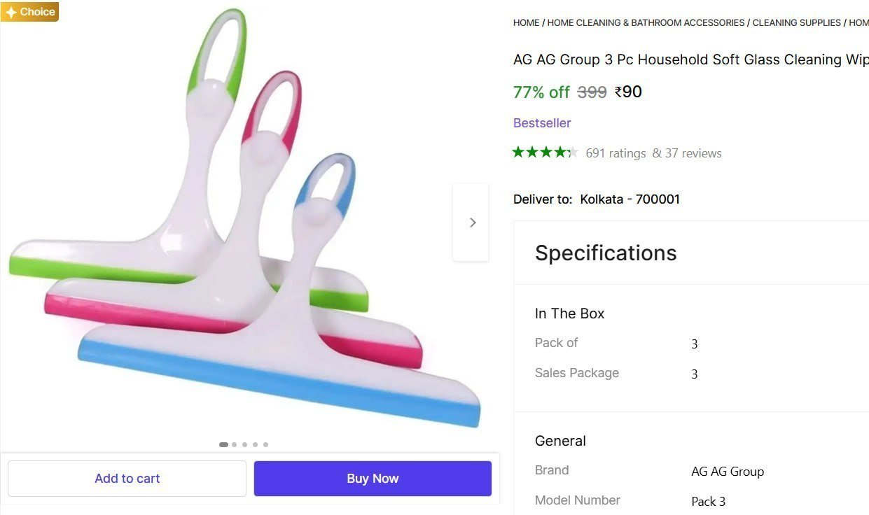 AG AG Group 3 Pc Household Soft Glass Cleaning Wiper Wipe Window Scraper, Kitchen Slab, Bathroom Tile, Floor (Color May Vary) Kitchen Wiper Price in India - Buy AG AG Group 3 Pc Household Soft Glass C