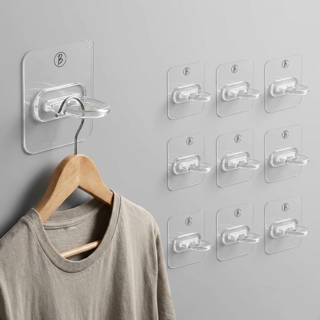 Btag Round StIcker Wall Ring Hook Multi Functional |Damage-Free Hanging for Kitchen, Bathroom, Office | Easy Install, Long-Lasting Hold for Any Room | Waterproof & Rust-Proof Design (Transparent_P