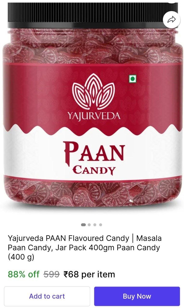 Yajurveda PAAN Flavoured Candy | Masala Paan Candy, Jar Pack 400gm Paan Candy Price in India - Buy Yajurveda PAAN Flavoured Candy | Masala Paan Candy, Jar Pack 400gm Paan Candy online at Shopsy.in