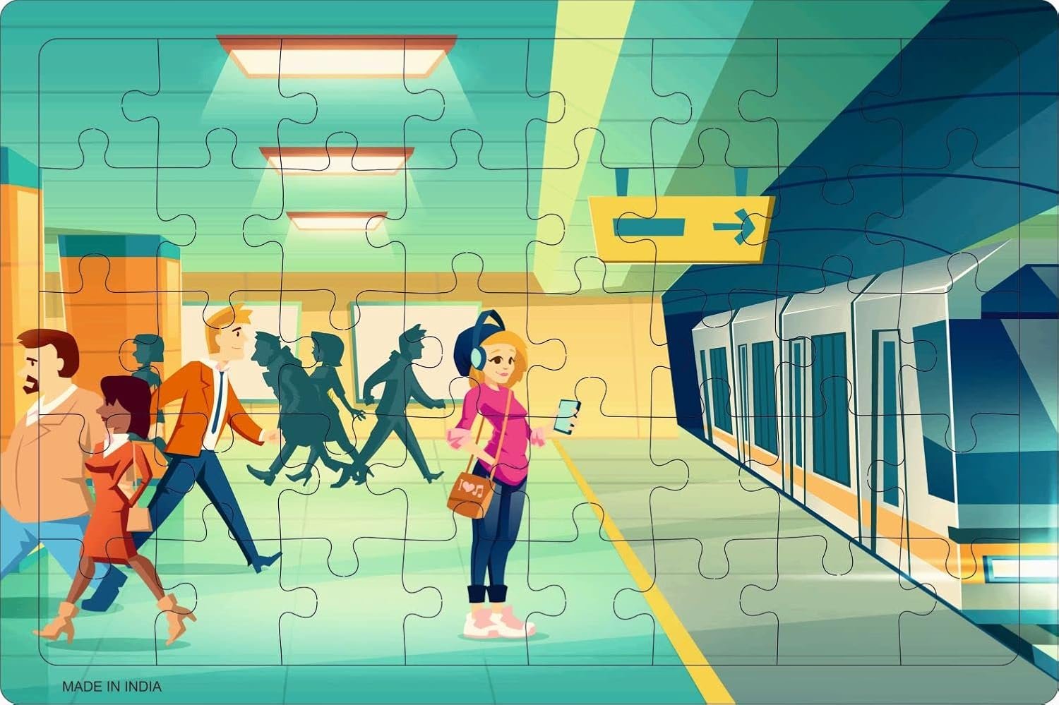 Crackles 40 Pc Paperless Wooden MDF Jigsaw Puzzle Subway Metro Station Theme-Pack of 1