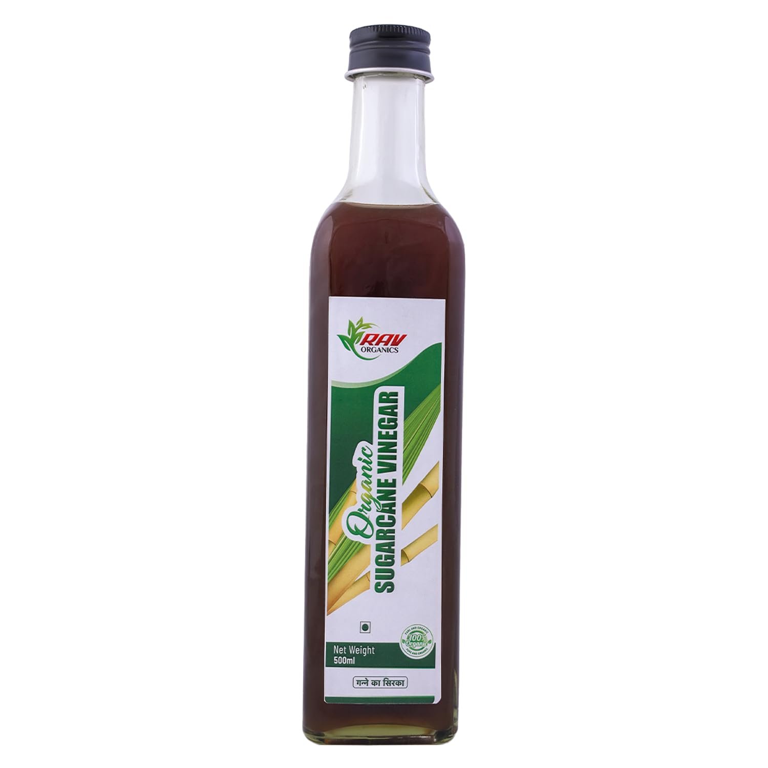 Rav Organics Certified Organic Sugarcane Vinegar 500ml (6 Years Aged) | 100% Naturally Fermented, Unfiltered & Unpasteurized | Raw Real Pure Organic | No Artificial Additives | Traditional Indian 