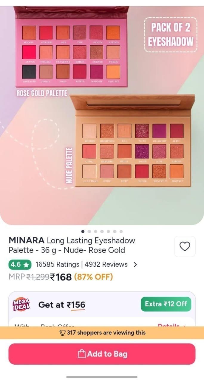Buy MINARA Long Lasting Eyeshadow Palette   36 G   Nude  Rose Gold -  - Personal Care for Women