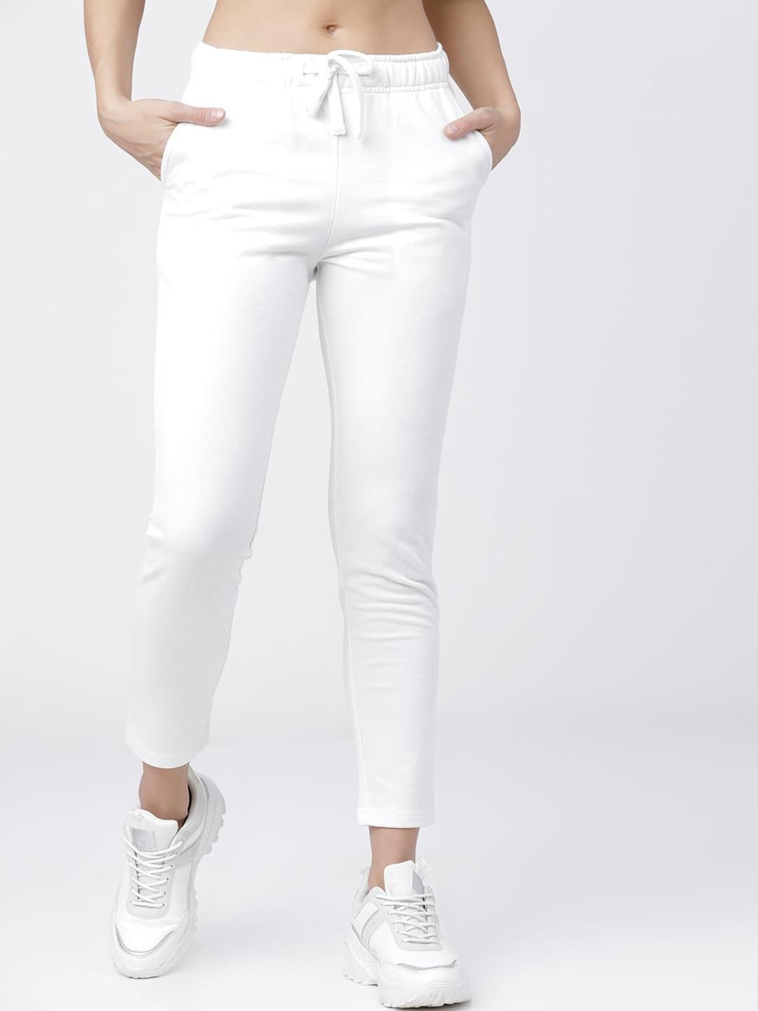 Buy Tokyo Talkies Women White Solid Slim Fit Track Pants -  - Apparel for Women