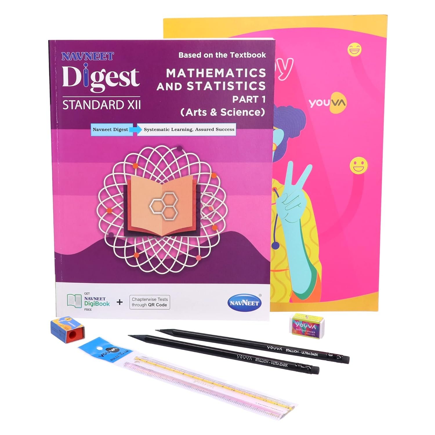 YOUVA Navneet Mathematics Study Kit 4 Part 1 (1 Digest + Long Book + 2 Pencils + Sharpner + Eraser + Scale)