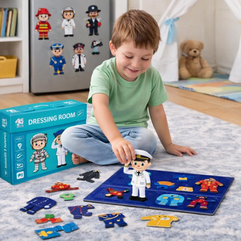 Storio Magnetic Dressing Room Toy for Kids | Montessori Educational Magnetic Box Puzzle Game for Boys & Girls Age 2 3 4 Years | Pretend Play Dress Up Learning Toy | Fun Creative Activity for Toddl