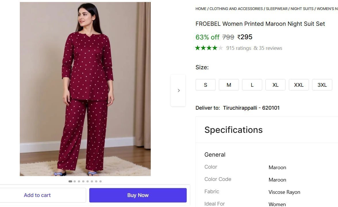 FROEBEL Women Printed Maroon Night Suit Set Price in India - Buy FROEBEL Women Printed Maroon Night Suit Set online at Shopsy.in