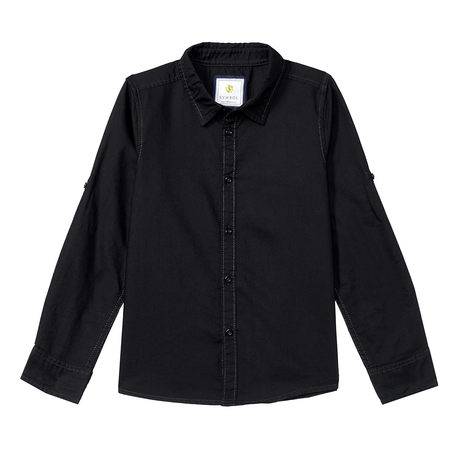 Amazon Brand - Symbol Boys 100% Cotton Solid Casual Shirt | Full Sleeves | Regular Fit | Age 2-14 Years