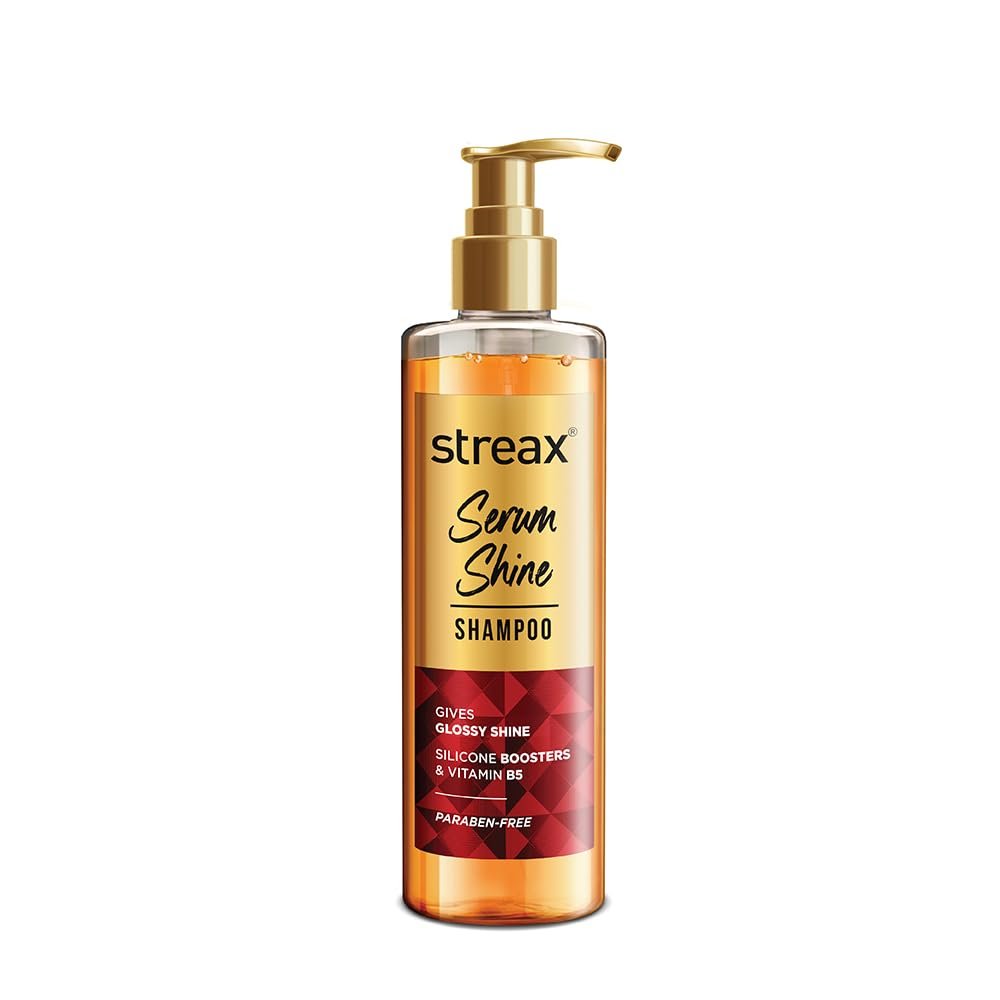 Streax Serum Shine Shampoo, 240ml |for Frizzy and Dry Hair |for Women & Men, Paraben-Free with Silicon Boosters & Vit B5 | For Smooth & Shiny Hair