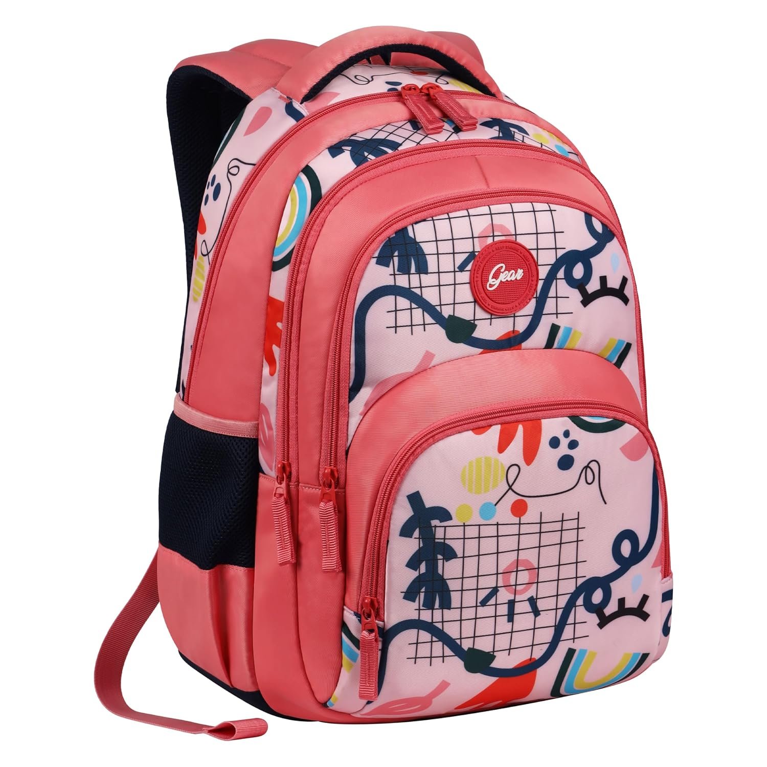 Gear Diva 41L Extra Large Water Resistant School Bag/Casual 5 Compartment Backpack/Daypack/Travel Backpack/College Bag Kids Bag For Girls, 38 Lt - Pink
