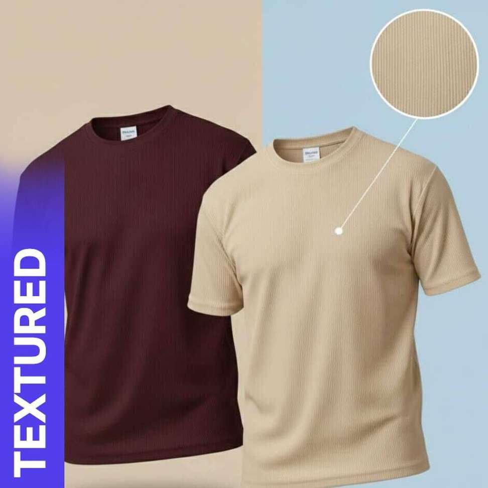 fashion globe self design men maroon beige t shirt