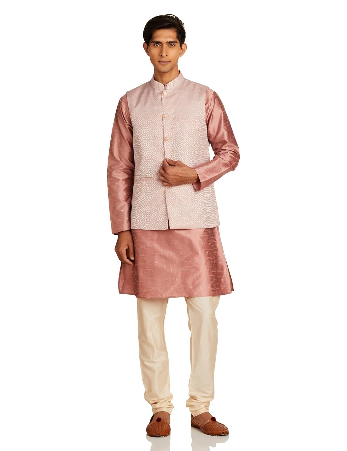 Amazon Brand - Symbol Men's Cotton Blend Printed Kurta Pyjama Set