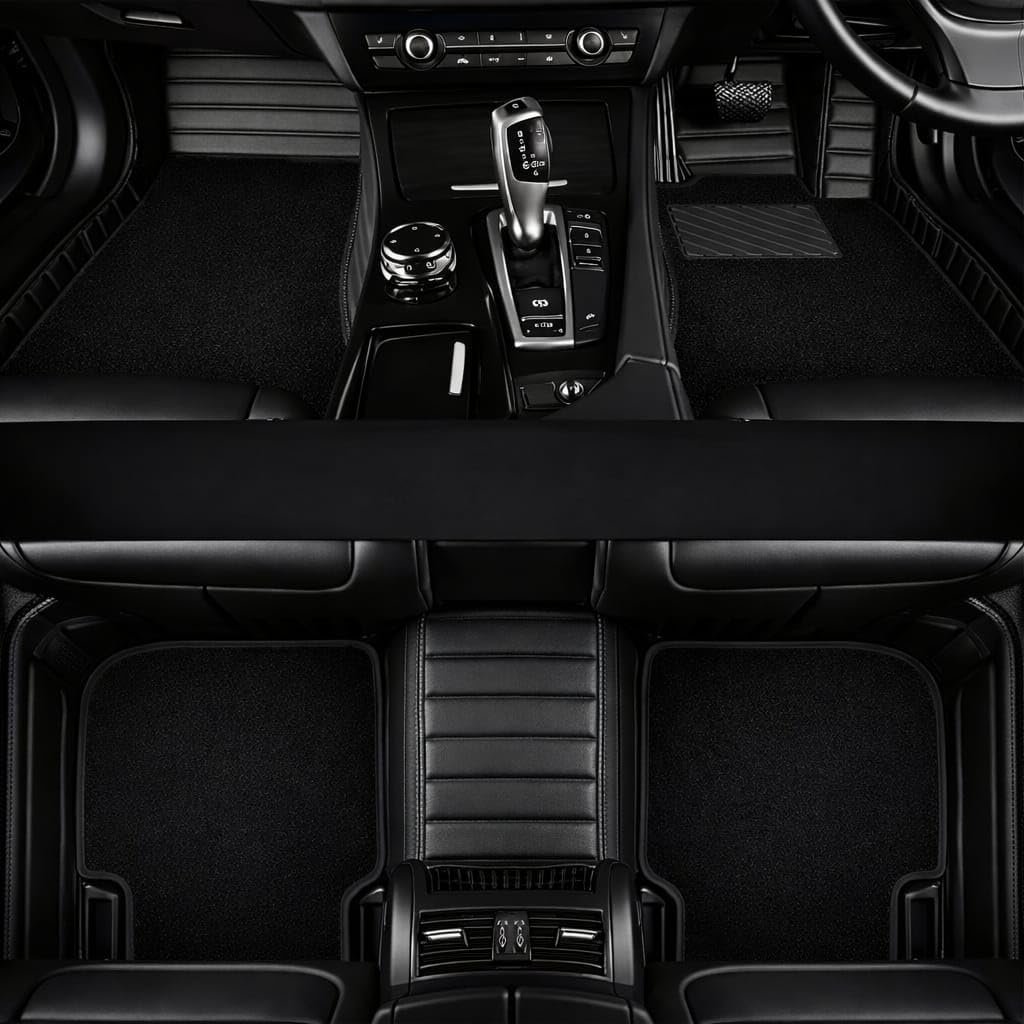 10D Premium Leatherette Car Foot Mat for Heal pad100% Waterproof and Dust Proof | Custom Fitted 10D Car Floor Tray Mat - Full Black