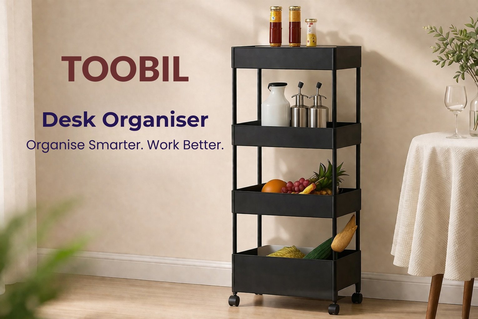 toobil 4 compartments plastic desk organizer