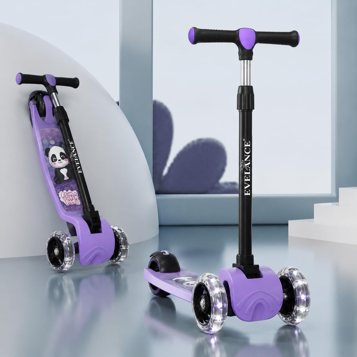 3 Wheel Kids Road Runner Scooter with Adjustable Height, Foldable Kick Scooter for 3+ Years | Skating Scooter Outdoor Toy for Boys & Girls, Birthday Gift | 50kg Capacity(Purple)