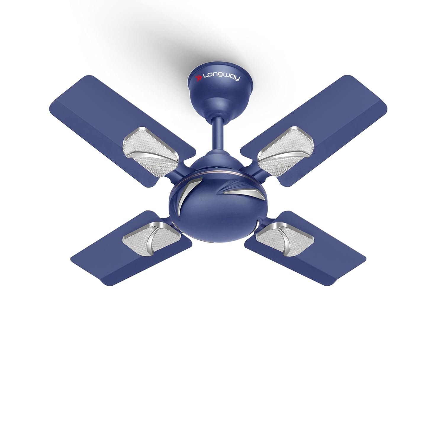 LONGWAY Creta P1 600 mm/24 inch Ultra High Speed 4 Blade Anti-Dust Decorative Star Rated Ceiling Fan 2 Years Warranty (Silver Blue, Pack of 1)