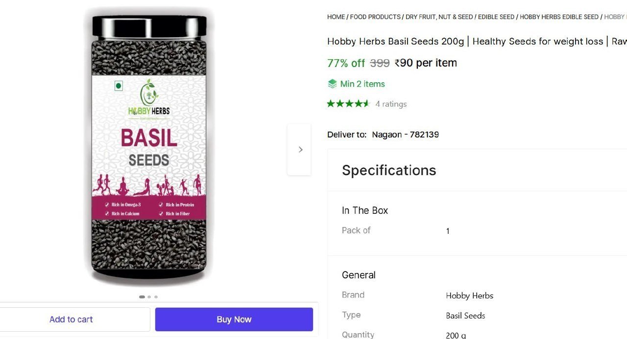 Hobby Herbs Basil Seeds 200g | Healthy Seeds for weight loss | Raw Basil Seeds Price in India - Buy Hobby Herbs Basil Seeds 200g | Healthy Seeds for weight loss | Raw Basil Seeds online at Shopsy.in
