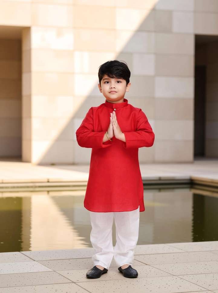 new gen baby boys cotton blend kurta pyjama set