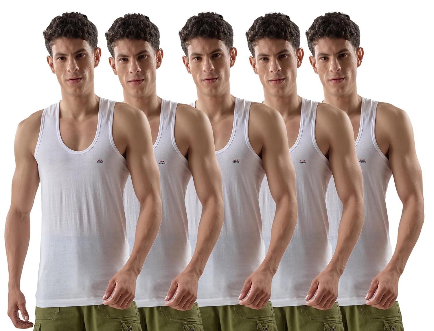 LUX VENUS Vest for Men White | 100% Cotton | Pack of 5