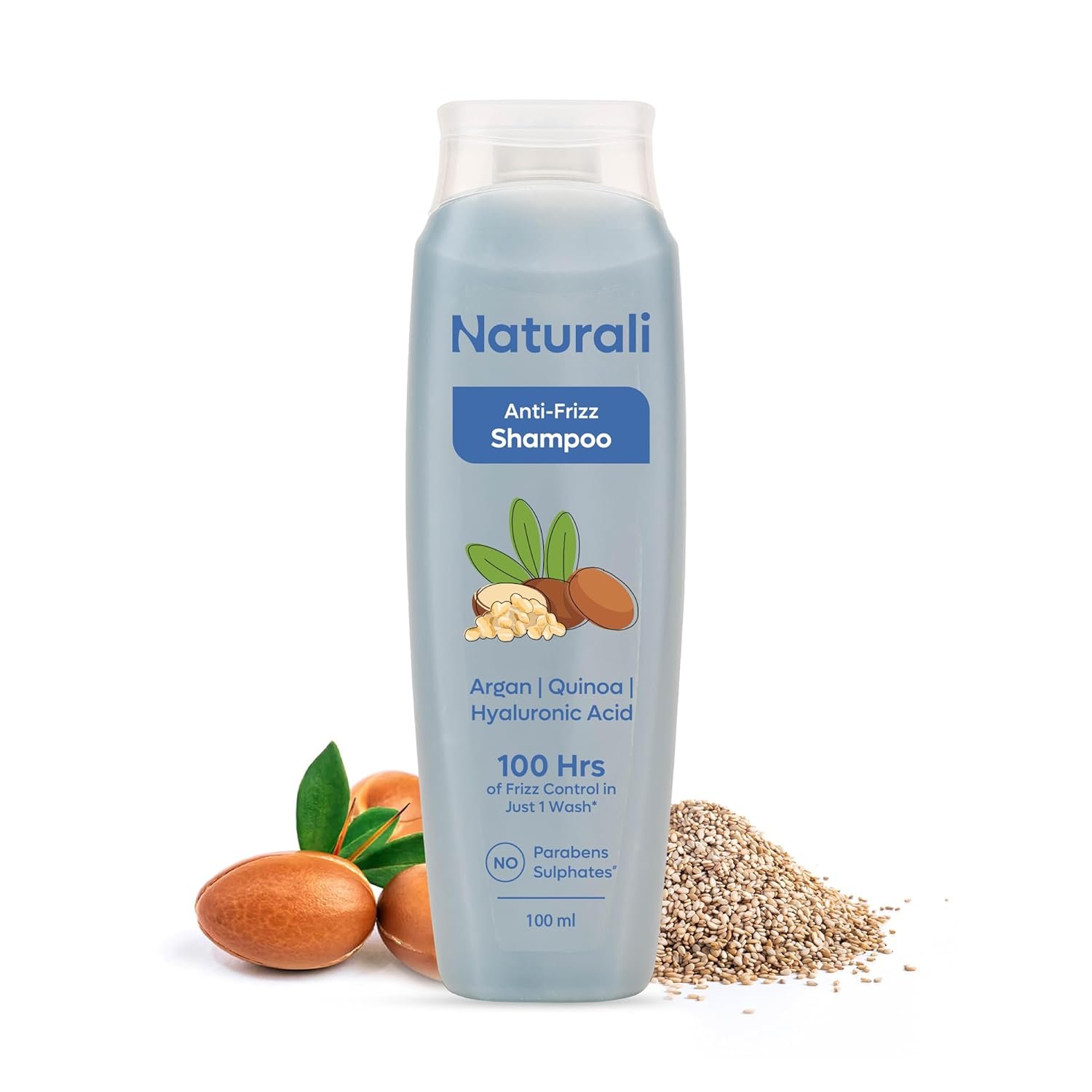 Naturali Moisture Filling Shampoo, With Hyaluronic Acid, Argan Oil & Quinoa, For Dry & Dehydrated Hair, Adds Shine & Bounce, Hyaluron Moisture 100H, 100Ml