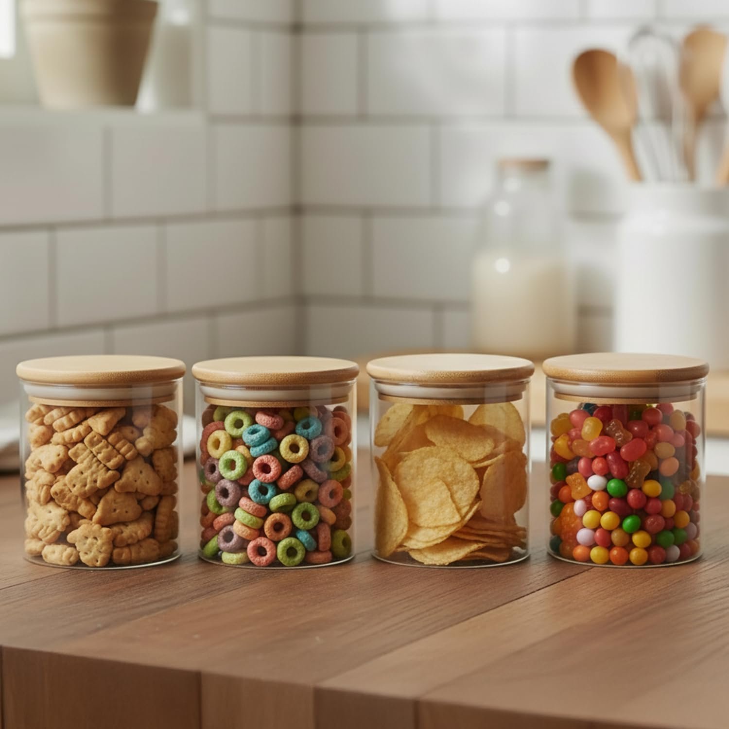 Amazon Brand - Solimo Glass Borosilicate Jar 600Ml,Transparent,4 PCS
