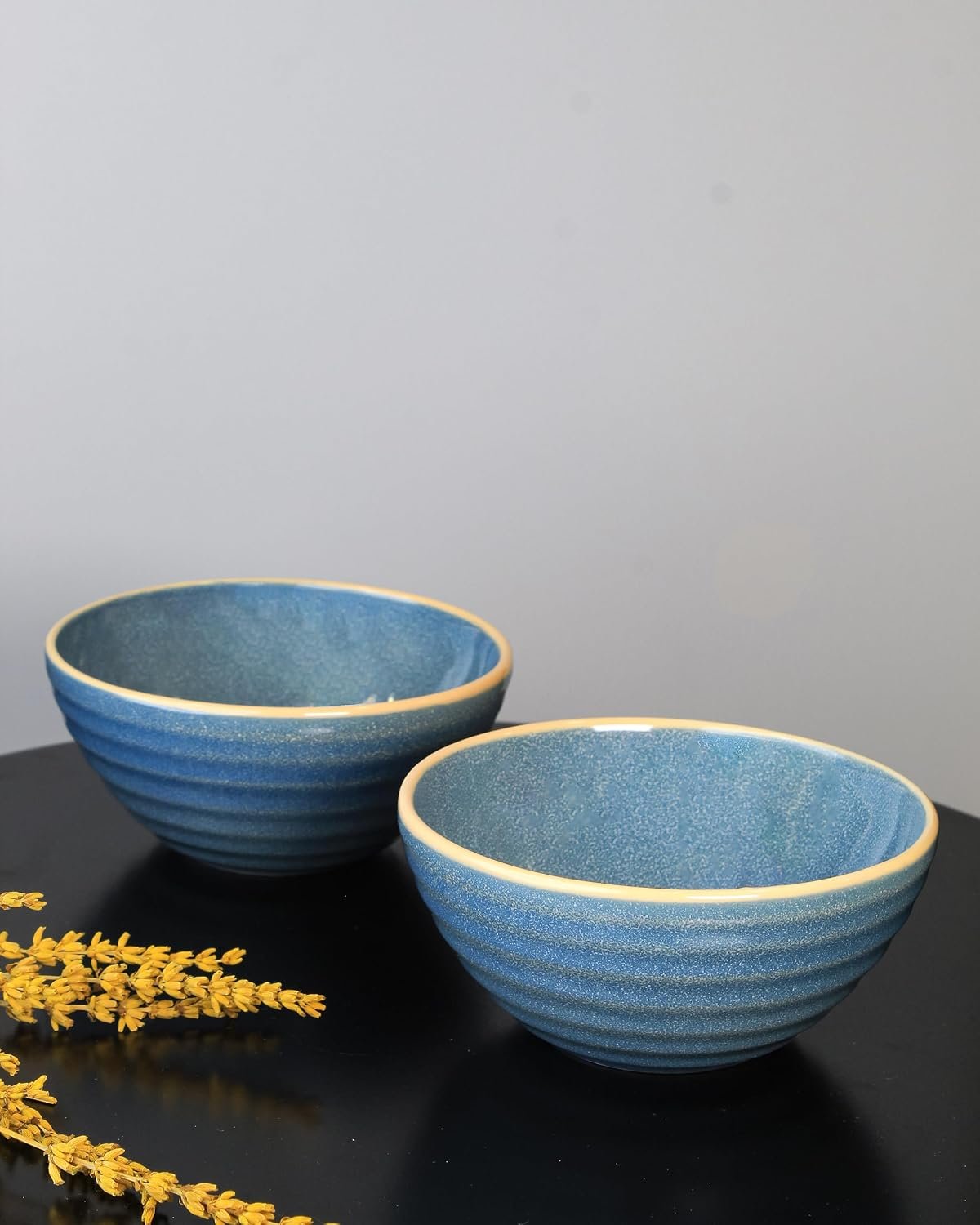 VOLA Organic Big Bowl Set of 2 Aesthetic Design Made with Ceramic (Porcelain) Premium Material Home & Office Use Kitchen & Dining Luxury Tableware Ideal for Gifting Medium Teal