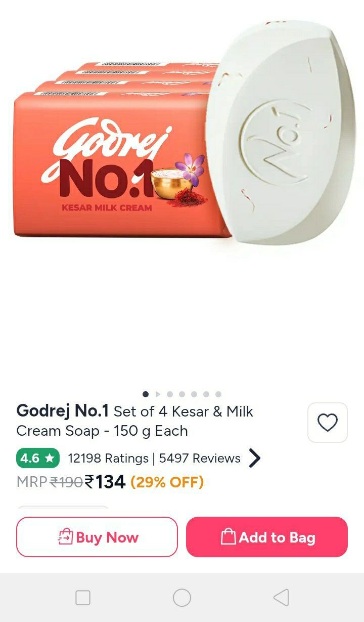 Buy Godrej No.1 Set Of 4 Kesar & Milk Cream Soap   150 G Each -  - Personal Care for Unisex