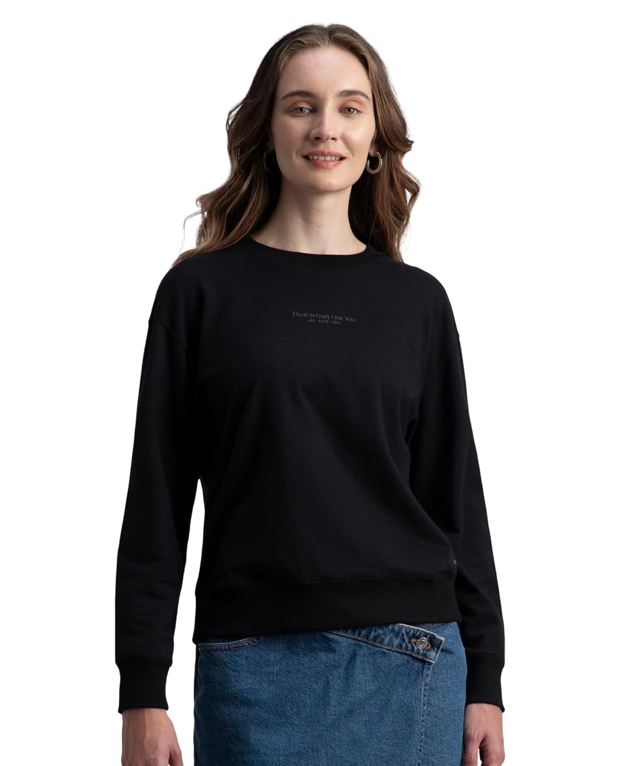 Jockey A191 Women Super Combed Cotton French Terry Fabric Printed Sweatshirt