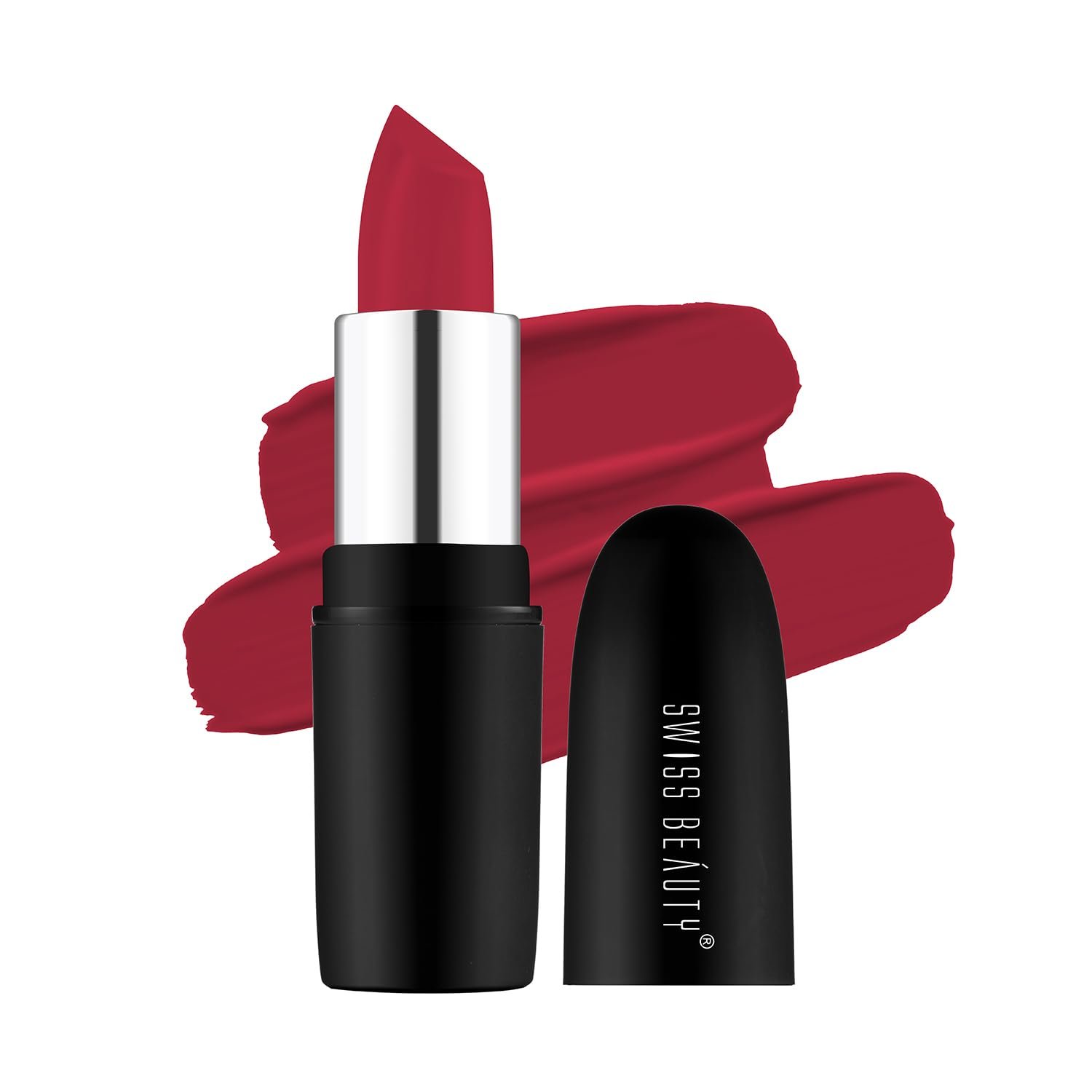 Swiss Beauty Pure Matte Creamy Lipstick | Non-drying, Highly pigmented Lipstick | Shade- Coral Red, 3.8gm|