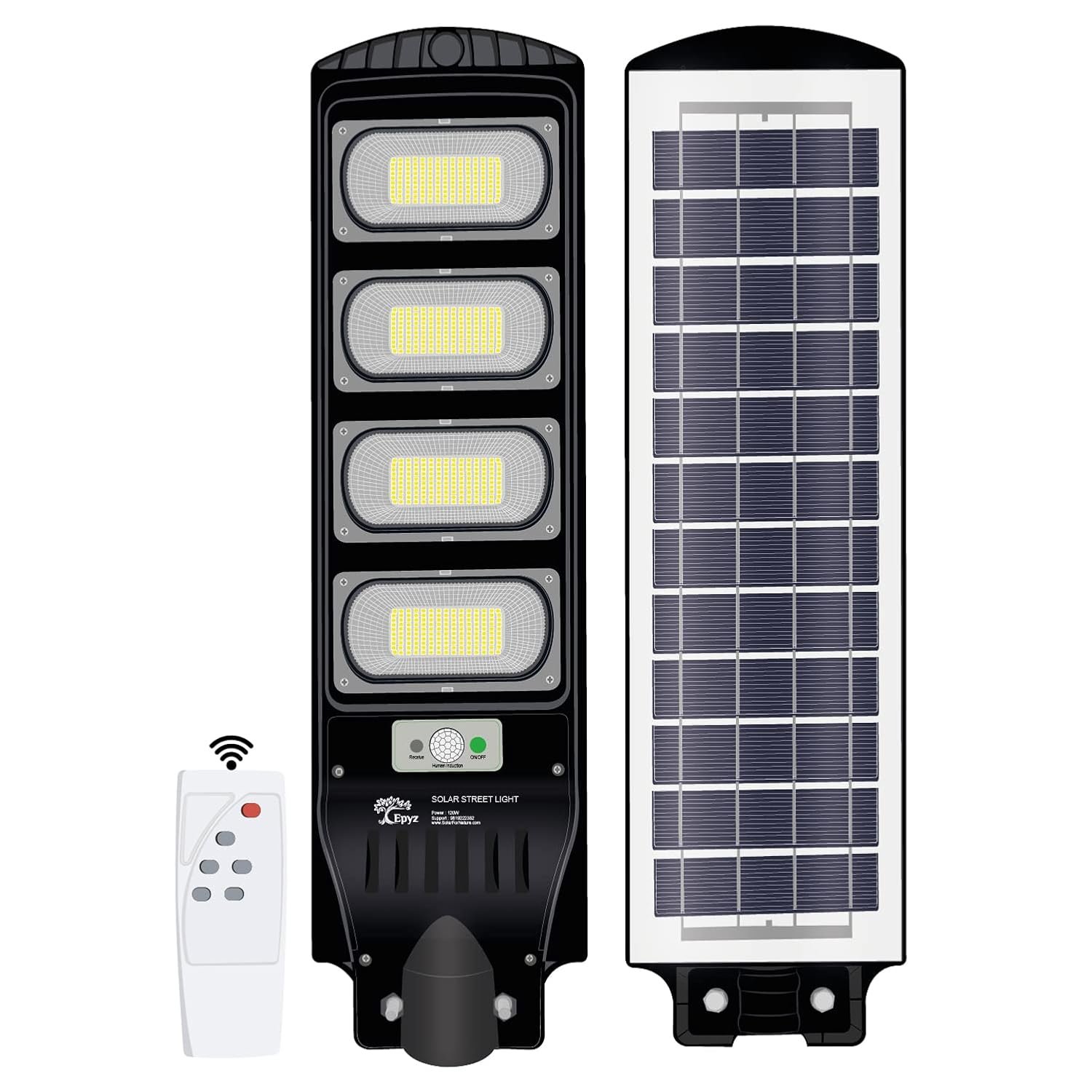 Epyz 120 Watt Solar Street Lights Outdoor Waterproof with Motion Sensor for Garden Street, Lawn [ with Out Pole ] [ Pack of 1, White Light, 468LED ]