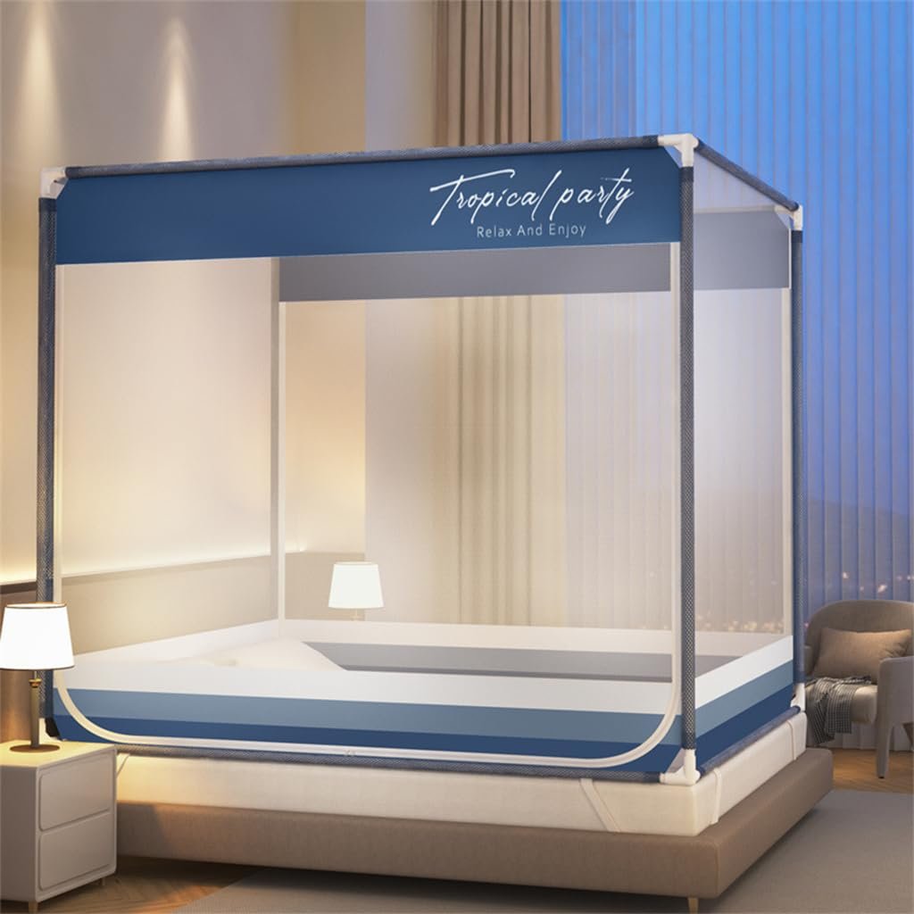 HASTHIP® Double Bed Mosquito Net Tent with Frame for Indoor Outdoor Use with Dual Side Doors and Fine Mesh Protection