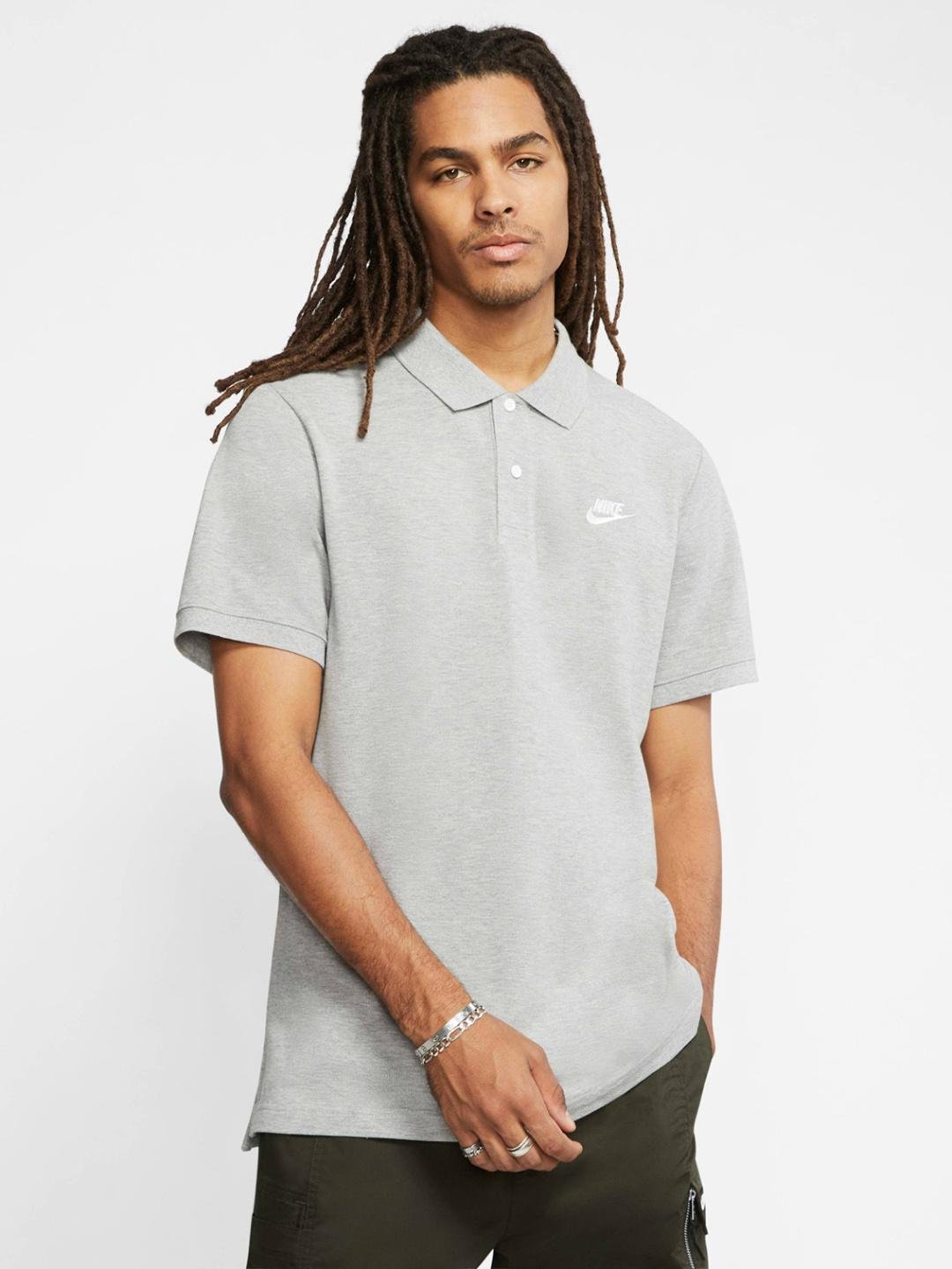 Buy Nike Men Grey Polo Collar  MATCHUP PQ Pure Cotton T Shirt -  - Apparel for Men