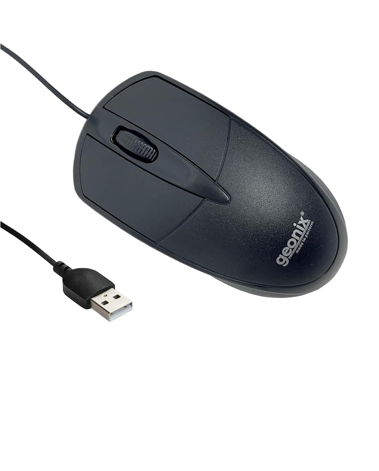 GEONIX Wired USB Mouse for Windows PC Desktop, Laptop, Notebook, Mac, computerand Chromebook, for Righty or Lefty Use, Black Colour, 1 Year Warranty