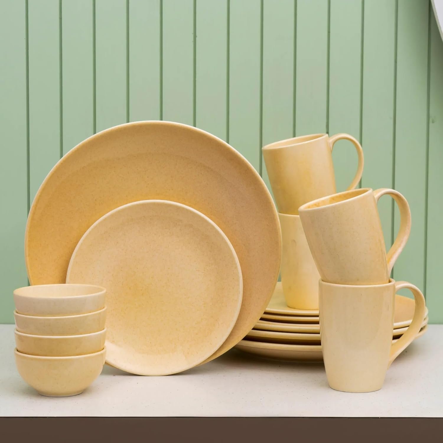 JCPL Fine Porcelain Reactive Dinner Set, for Family of 4, Ceramic Crockery Set, Dinner Plates, Kitchen Set for Home, Dining Set for Dinner, Microwave & Dishwasher Safe Plates (PASTEL PEACH, 16 Pie