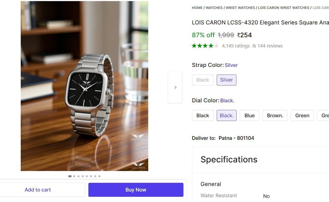 LOIS CARON LCSS-4320 Elegant Series Square Analog Quartz For Men/Boys Wrist watch Analog Watch Analog Watch  - For Men Price in India - Buy LOIS CARON LCSS-4320 Elegant Series Square Analog Quartz For