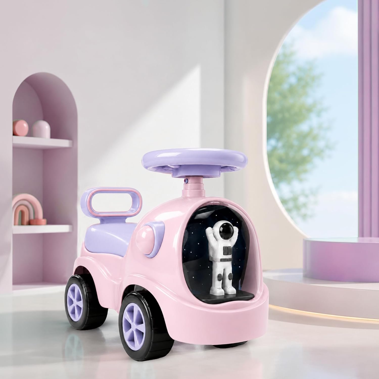 Cockatoo-Kids Baby Bunny Swing Car for Kids Ride-On Magic Car, Push & Glide Toy for Toddlers with Backrest Seat & Big Wheel Push Car for Ages 1-3 Pink & Purple Up to 25 Kg