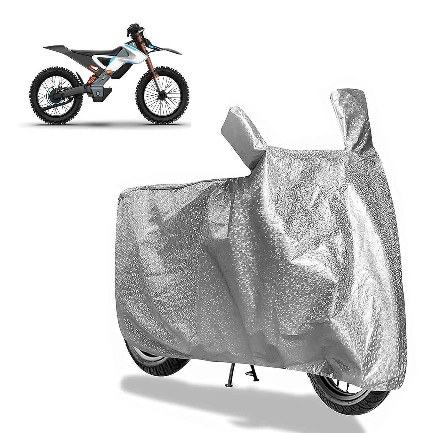 Sulfar Bike Cover for Hero Vida Dirt.E (EV) (Electric Motorcycle) | Waterproof, Dustproof & UV Protected | All Weather Two Wheeler Cover (Silver) New 2026 Variants