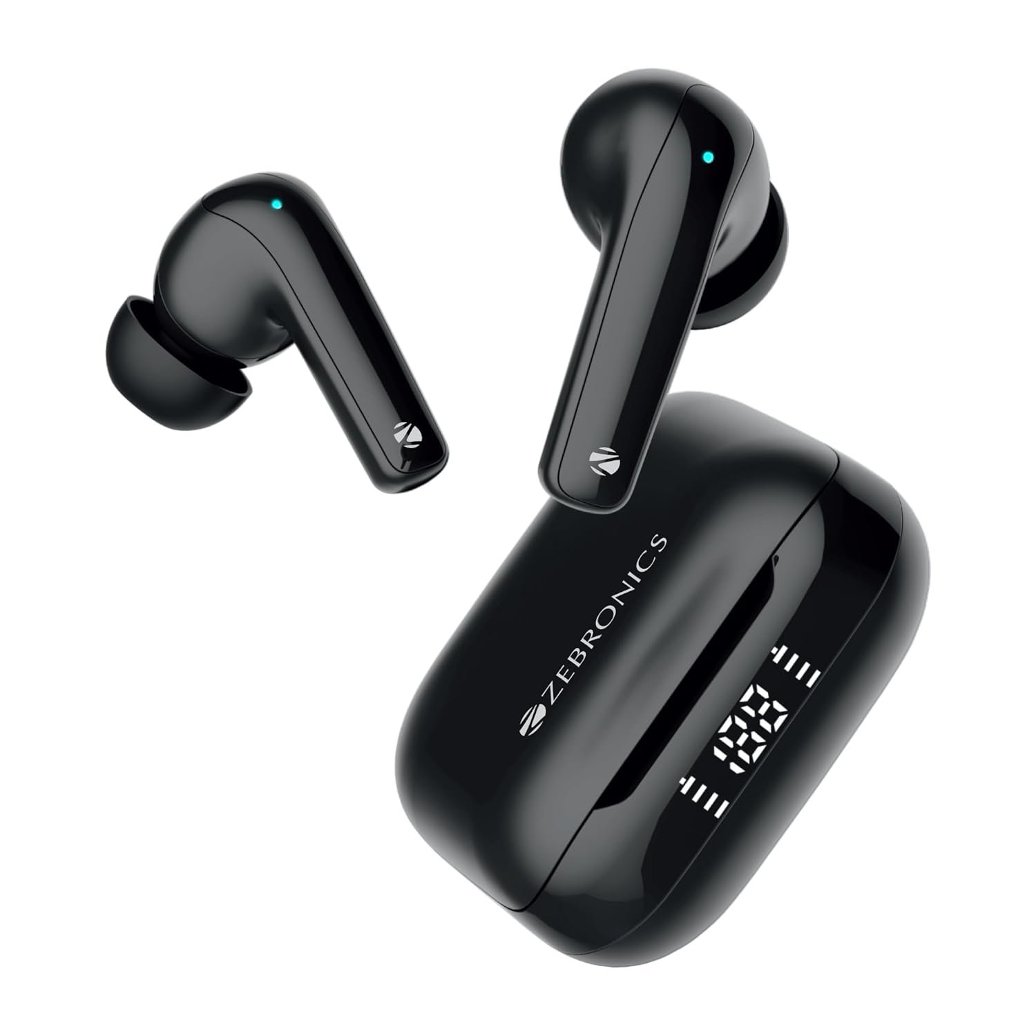 ZEBRONICS PODS K2 in Ear Wireless Earbuds, Upto 40 Hrs Backup, Dual EQ, Quad MIC ENC, 10mm Bass Drivers, Fast Charging, Bluetooth, Flash Connect,40ms Low Latency Gaming, LED Battery Indicator (Black) 