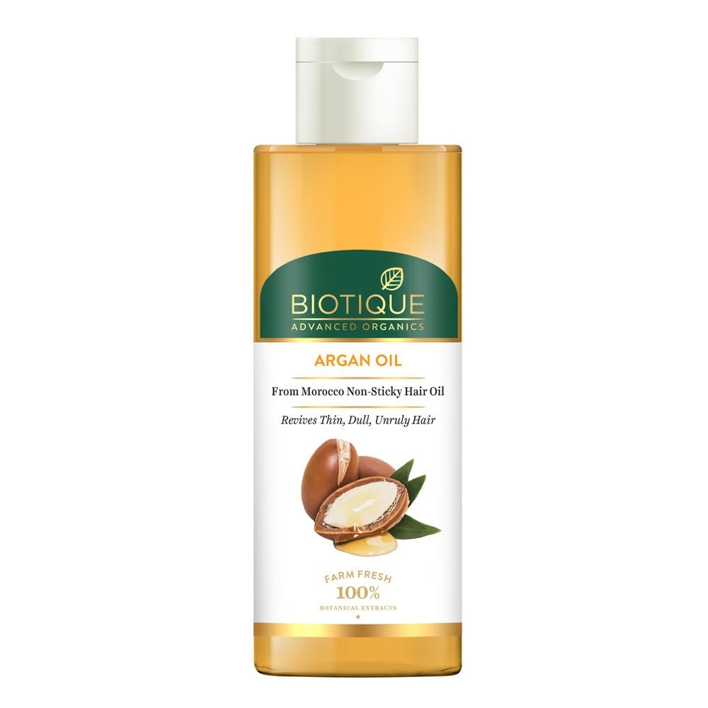 Biotique Argan Hair Oil from Morocco| Enriched with Pure Moroccan Argan Oil | Helps Control Frizz, Strengthen Hair & Reduce Breakage | Nourishes Dry, Dull & Damaged Hair| 200ml