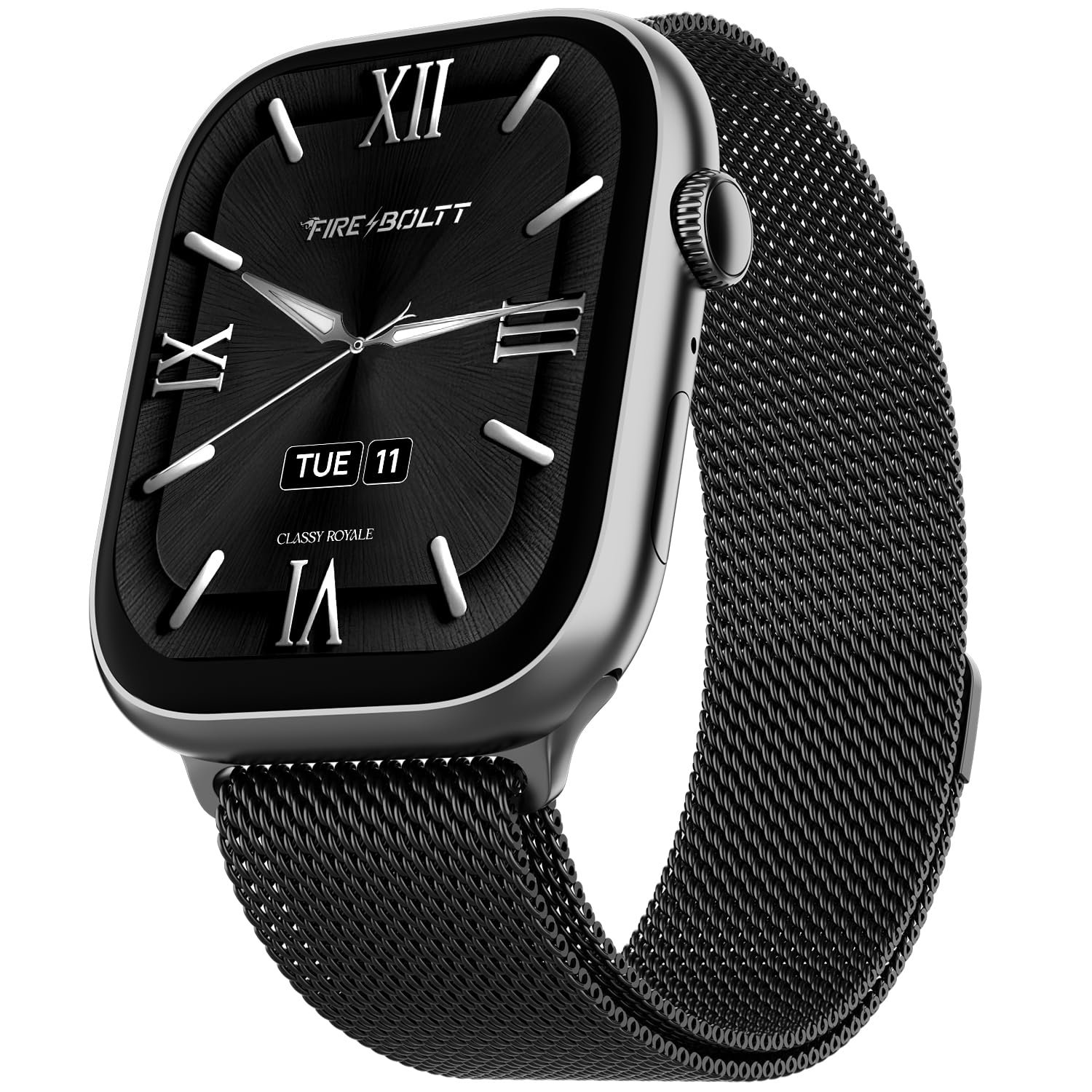 Fire-Boltt Ninja X Ring Smart Watch 1.96" Always On Display Bluetooth Calling, Voice Assistant, SpO2 & Heart Rate, 120+ Sports Modes, IP67 Waterproof Smartwatch for Men & Women - Black Mes
