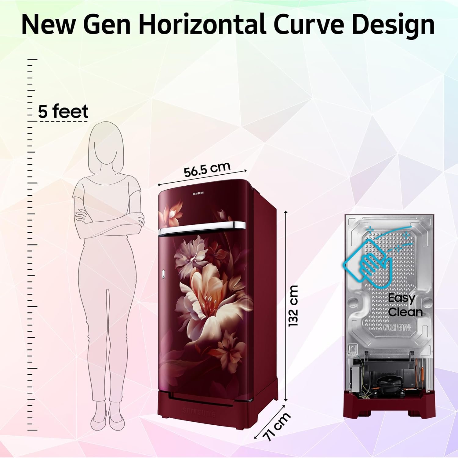 Samsung 189 L, 5 Star, Digital Inverter, Direct-Cool Single Door Refrigerator (RR21H2H25RZ/HL, Midnight Blossom Red, Base Stand Drawer, Single Touch Defrost, 2026 Model)