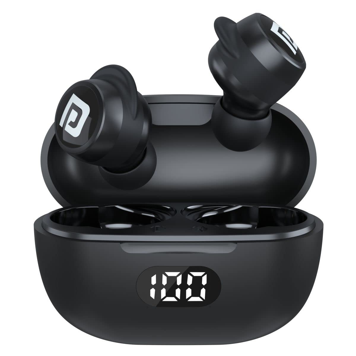 Portronics Harmonics Twins S5 Smart TWS in Earbuds with LED Display, 15Hrs Playtime, Bluetooth 5.3V, Music & Game Modes, Low Latency, Ipx4 Water Resistant, Voice Assistant, Type C Fast Charging(Bl