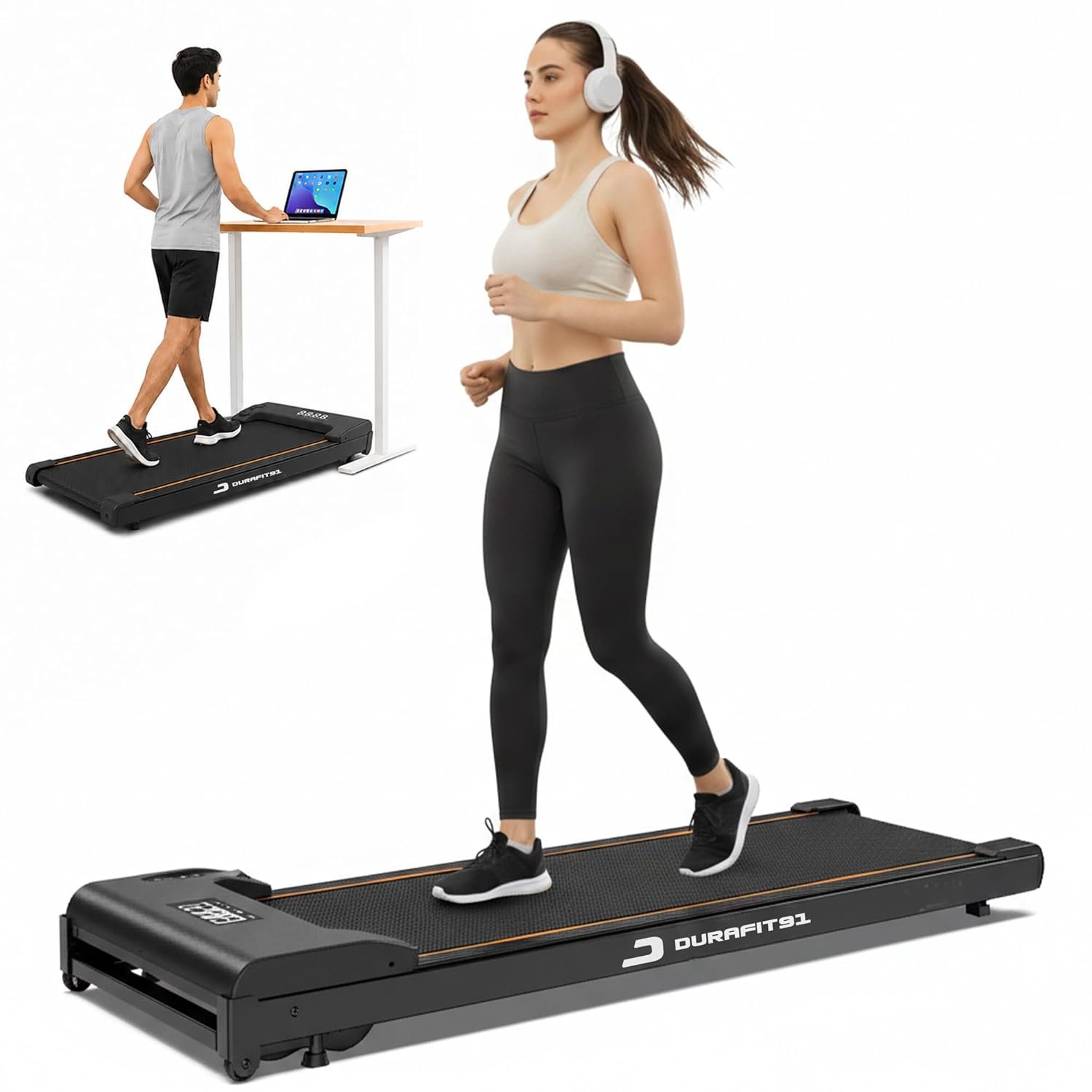 Compact Lite 3HP Peak BLDC Motor Walkpad Treadmill with Remote Control | 120 kg User Capacity Walking Pad| 10km/h Max Speed | LED Display with Under-Desk Design | Home Use