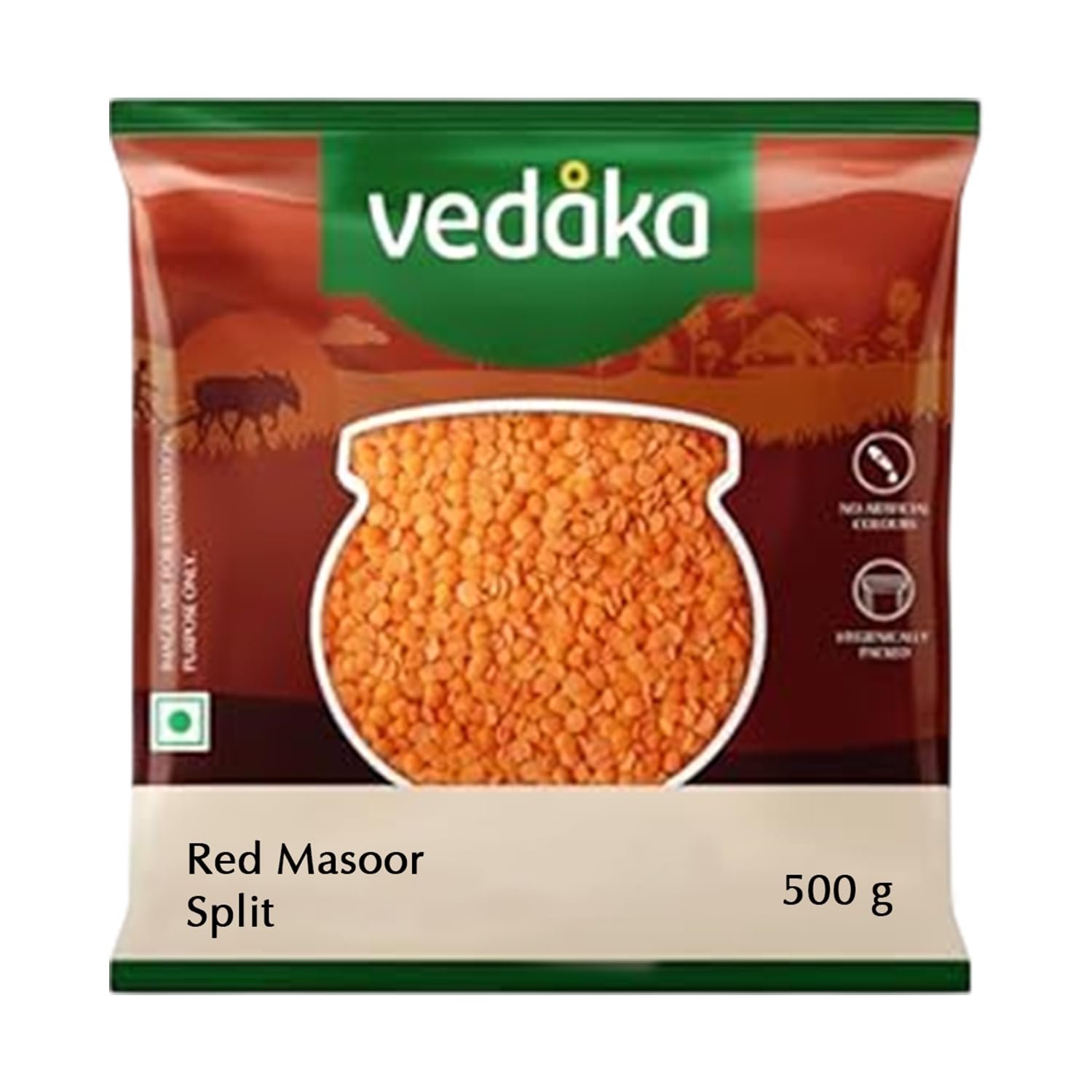 Amazon Brand - Vedaka Unpolished Red Masoor Dal (Split) | 500 g | Rich In Protein | No Cholesterol | No Artificial Flavours & Preservatives