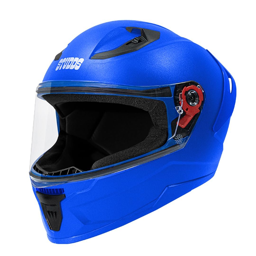 Studds Raider Isi Certified Full Face Helmet for Men and Women with Spoiler Clear Visor (Blue - Xlmotorcycling)