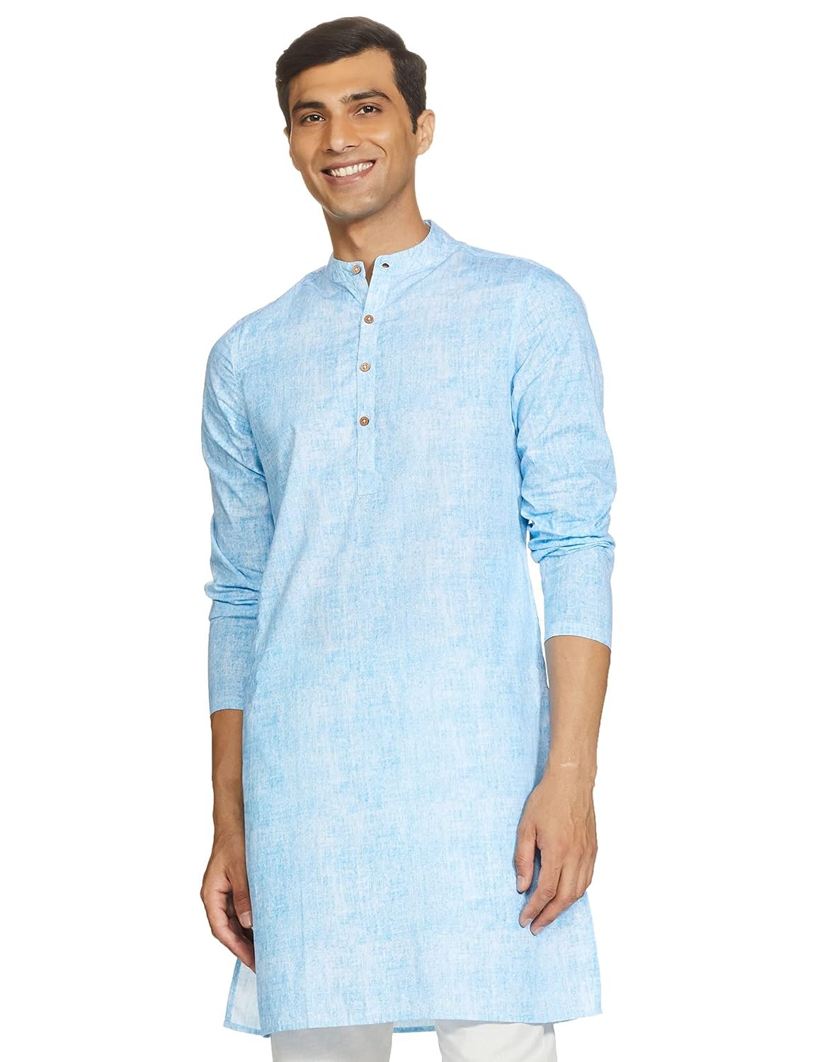 Amazon Brand - Symbol Men Cotton Printed Long Kurta (Regular Fit)