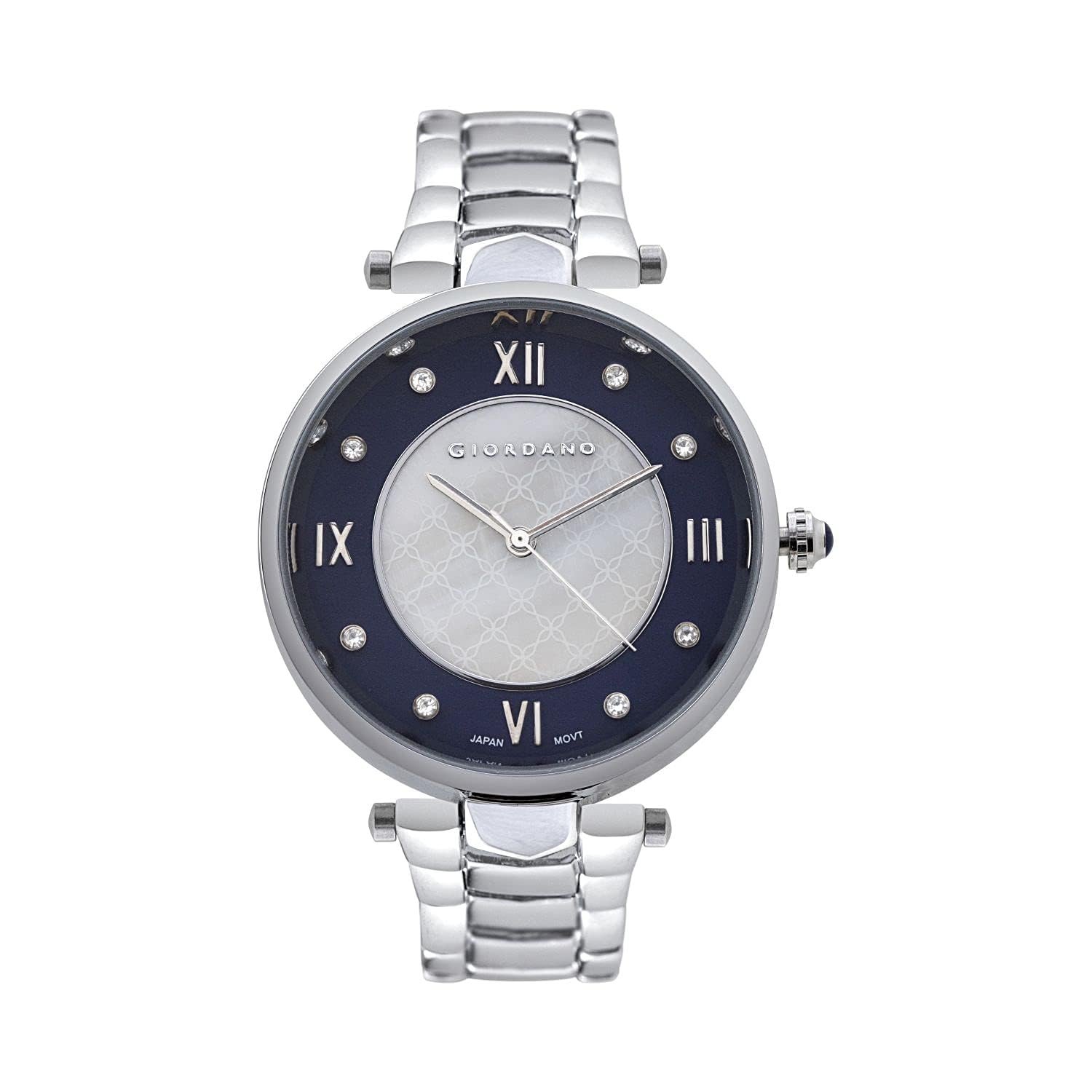 Giordano Stylish Analog Watch for Women - Stainless Steel Belt with Classic Roman Numerals, Dual Colored Textured Dial