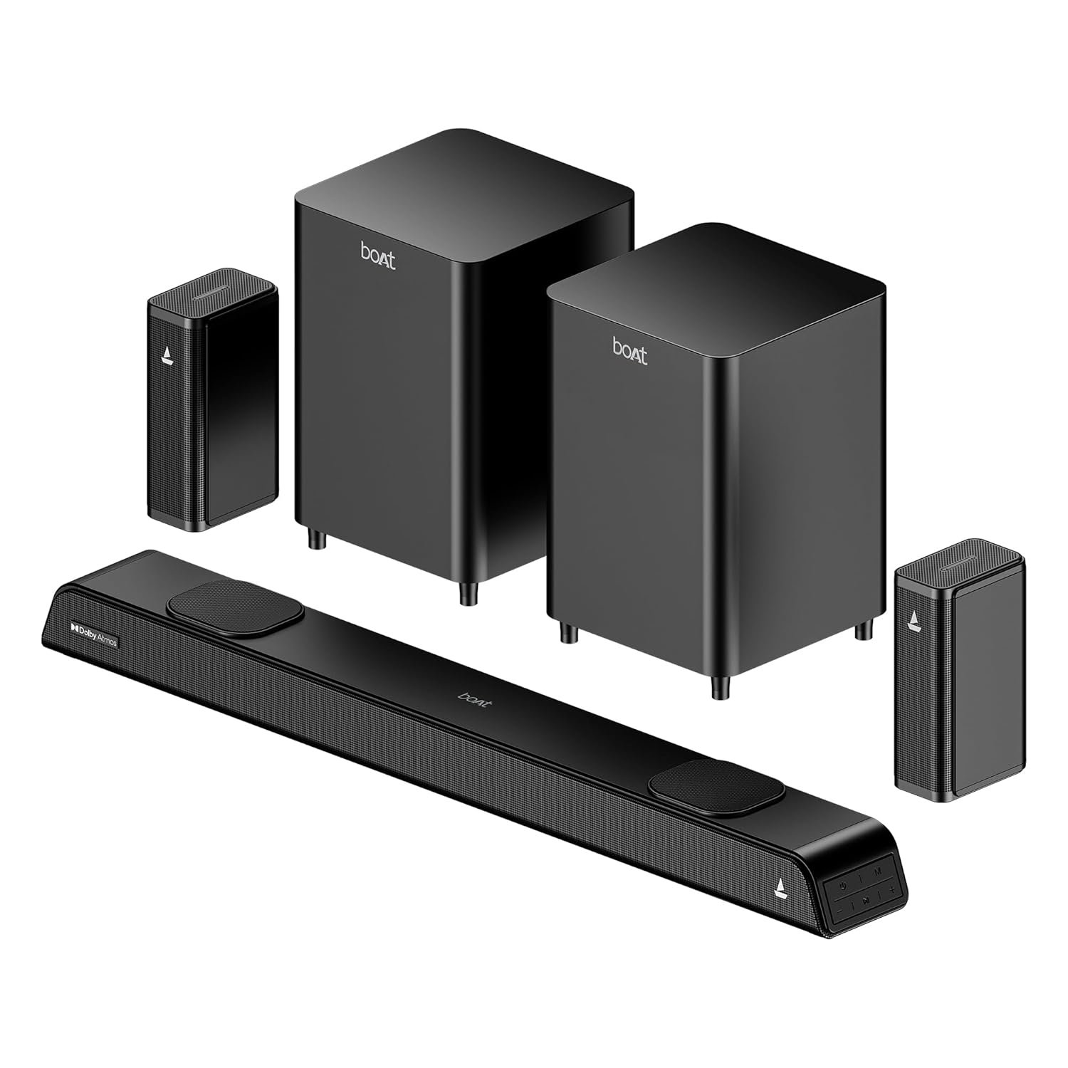 boAt Aavante 5.2.4 Prime 6250DA, Dolby Atmos, 5.2.4CH(Dual Subwoofers & Wireless Satellites), 625W, Free Installation & Video Demo, Bluetooth Sound bar, Home Theatre Soundbar Speaker (Premium 